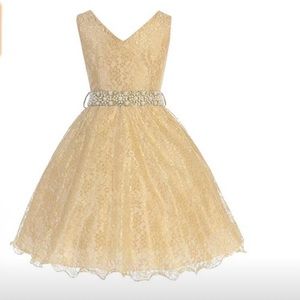 Girls Size 6 Gold Dress